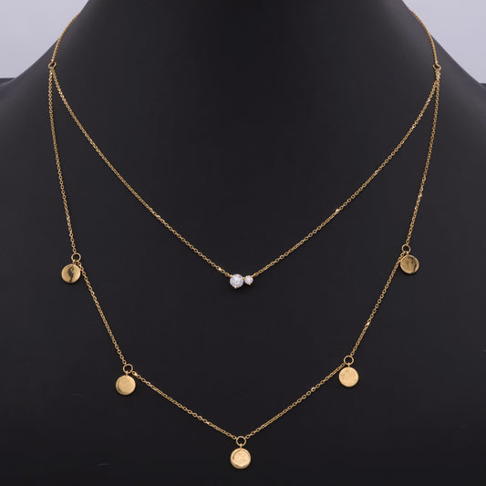 Keshi pearl and diamond double-strand layered necklace in 18k yellow gold