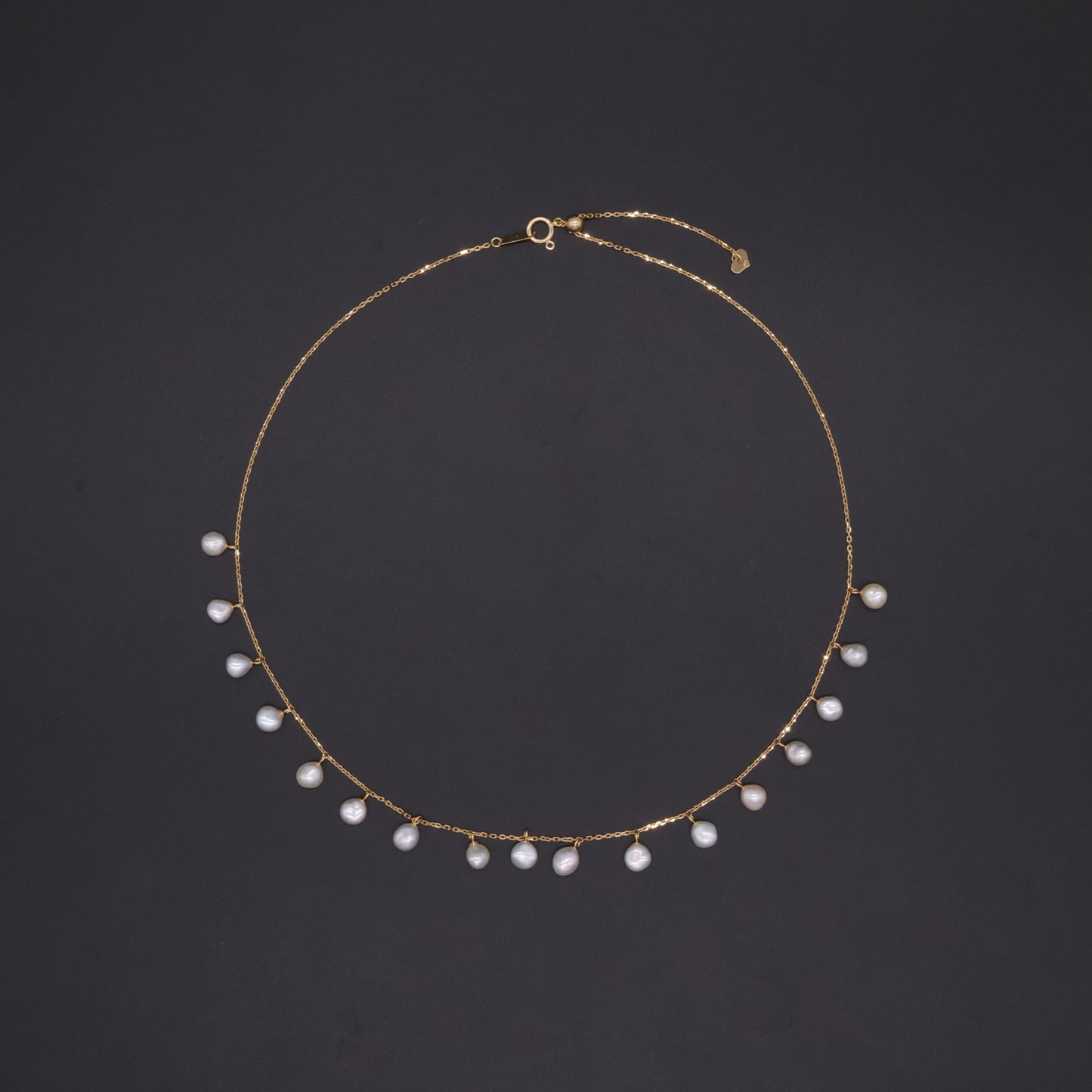 18k Gold Japanese Akoya Baroque Keshi Pearl Necklace – Adjustable Clasp
