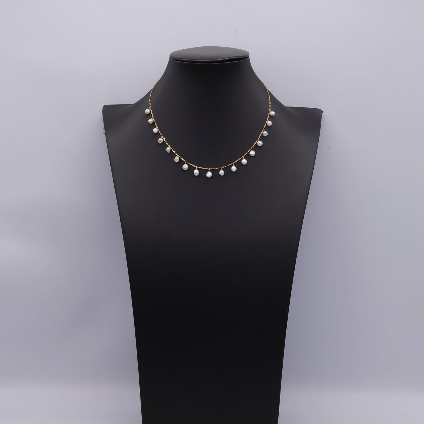 18k Gold Japanese Akoya Baroque Keshi Pearl Necklace – Adjustable Clasp