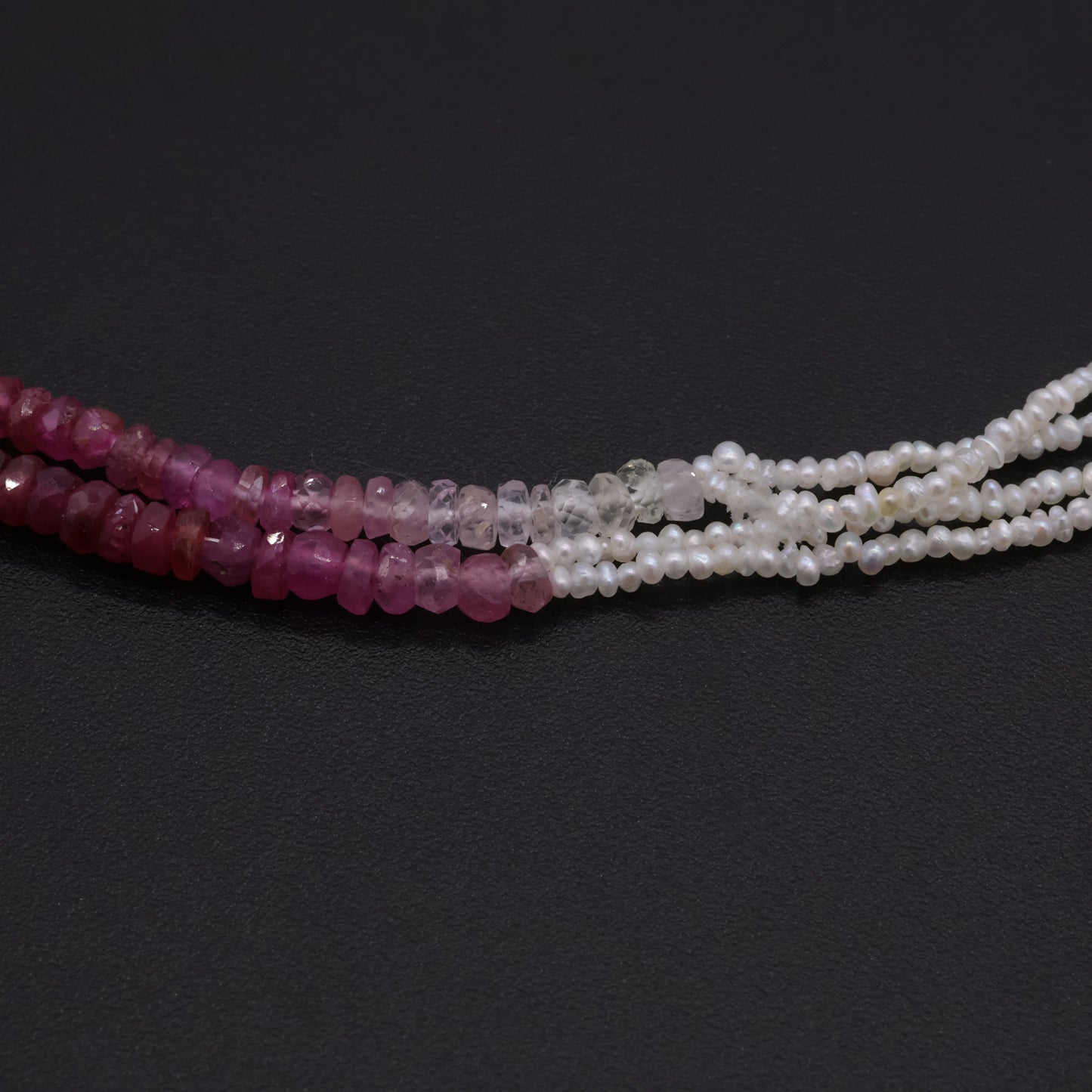 Ruby and Keshi Pearl Necklace Two-Strand Ombré Design with 18K Clasp