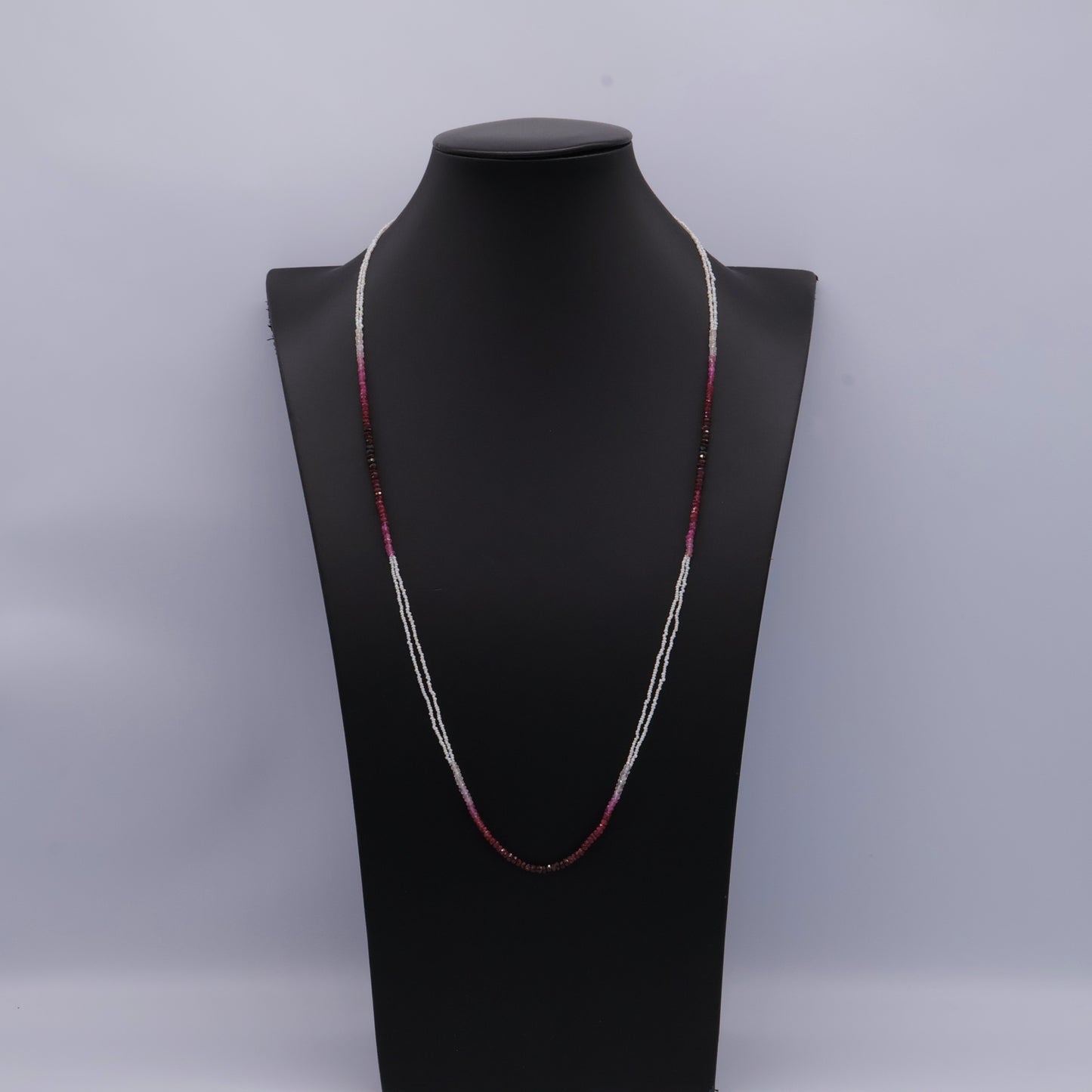 Ruby and Keshi Pearl Necklace Two-Strand Ombré Design with 18K Clasp