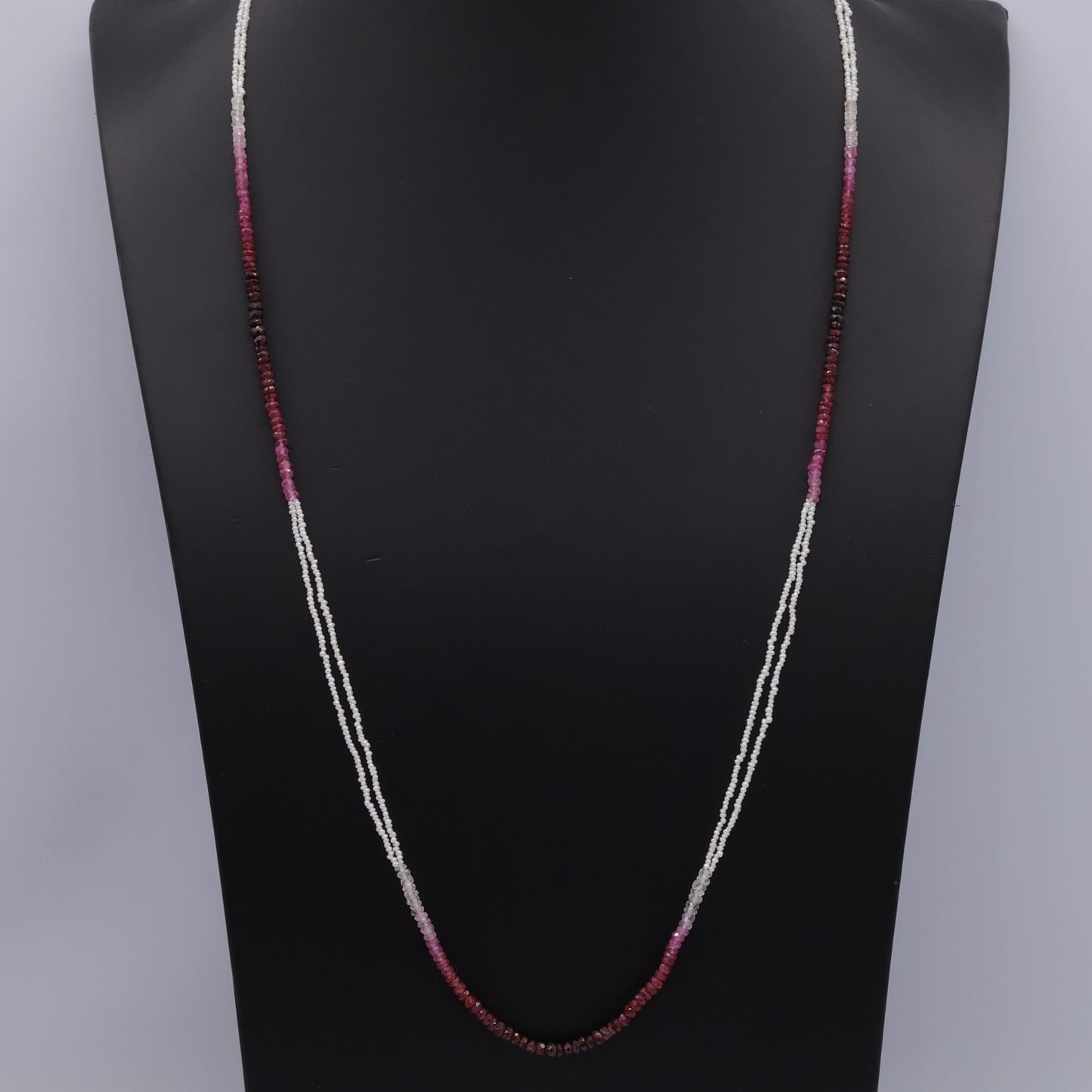 Ruby and Keshi pearl ombré necklace with 18K gold clasp