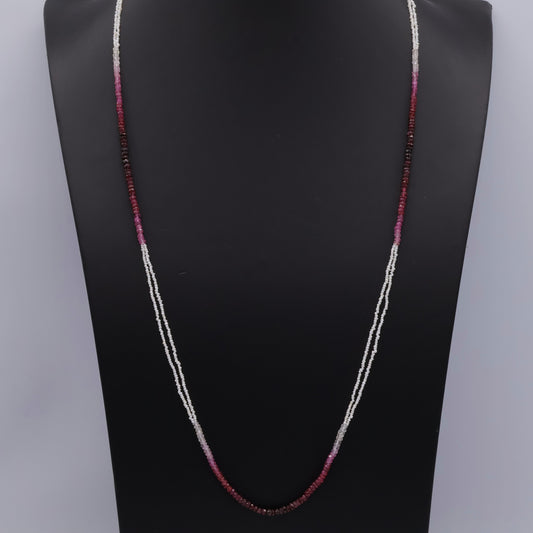 Ruby and Keshi pearl ombré necklace with 18K gold clasp