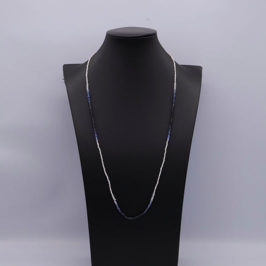 Sapphire and keshi pearl single-strand ombré necklace with 18k gold clasp
