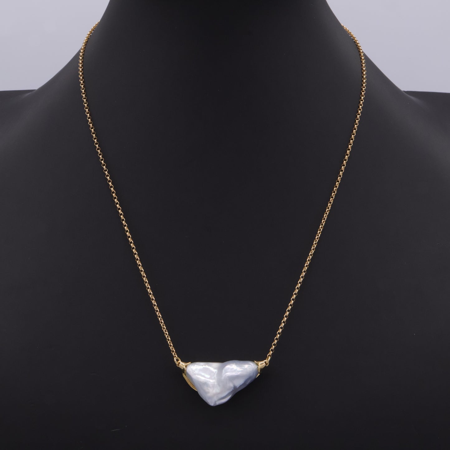 18K Adjustable Necklace with Large South Sea Baroque Keshi Pearl