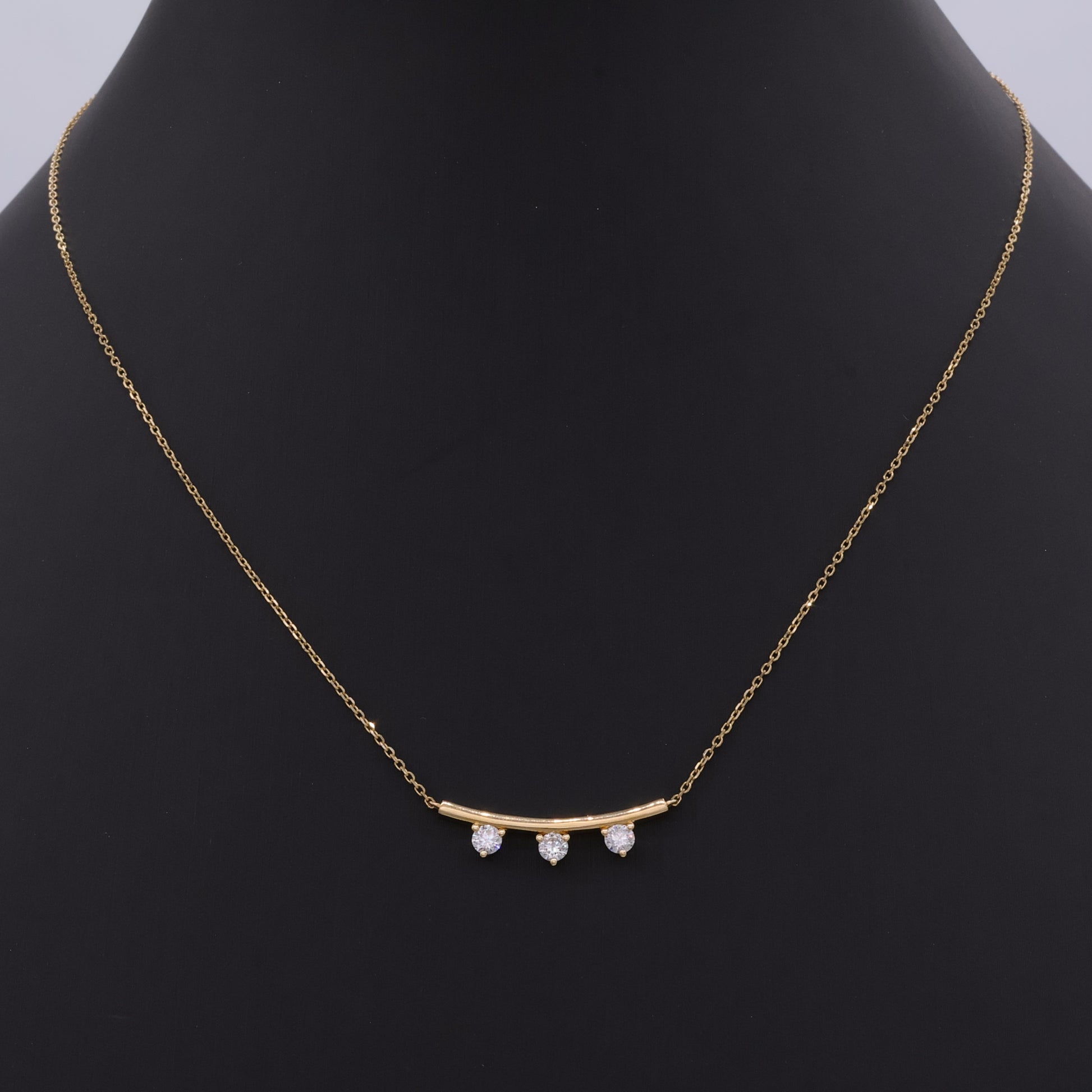 Keshi pearl necklace with diamond-set arc pendant in 18k gold