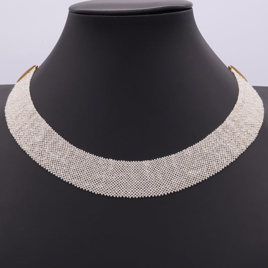 Woven Pearl Necklace Closeup