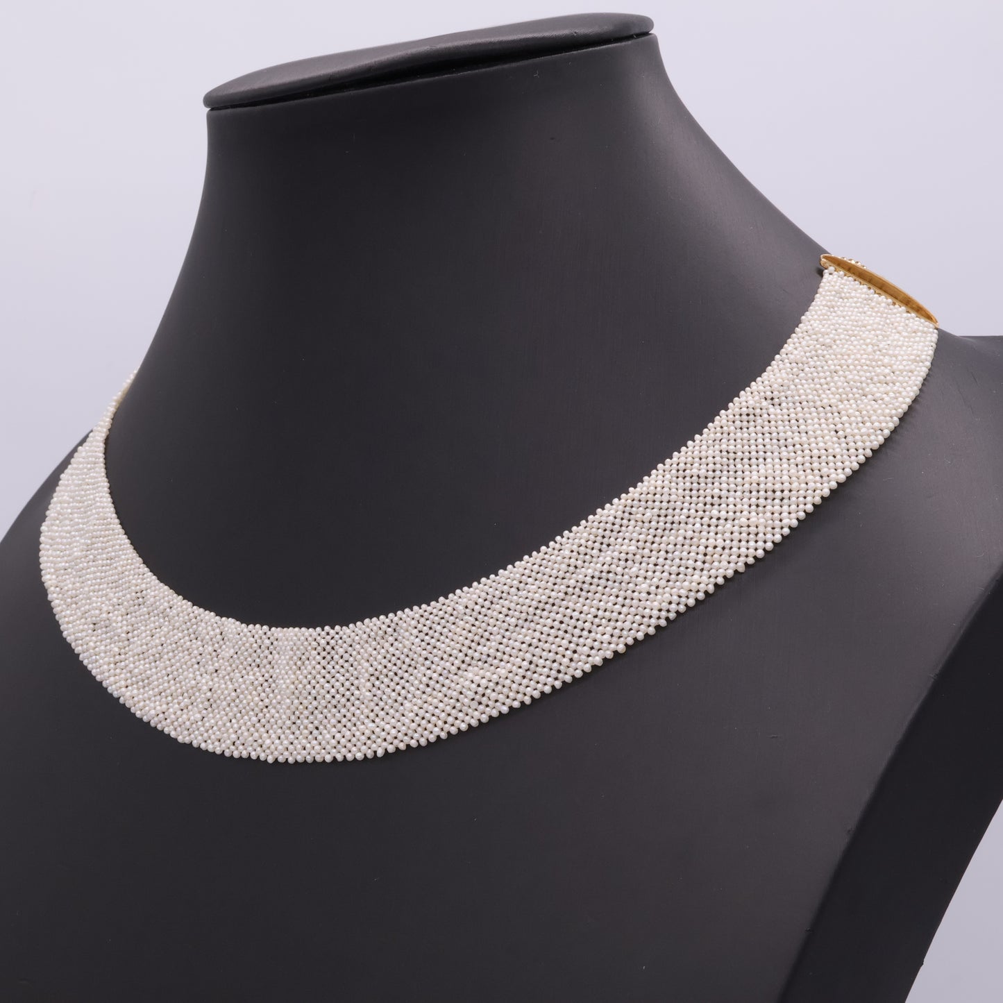 Seed Pearl Woven Necklace Closeup