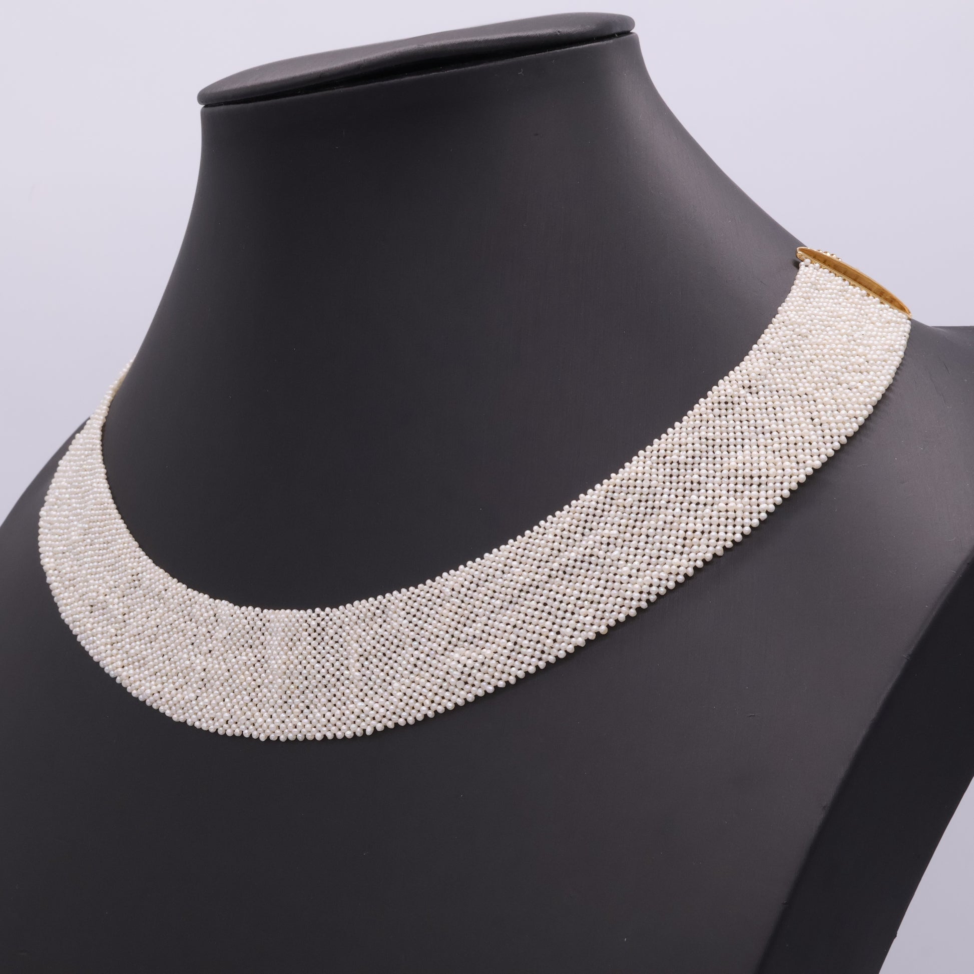 Seed Pearl Woven Necklace Closeup