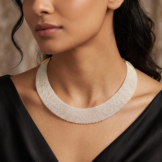 Handwoven Seed Pearl Necklace 2000 pearls