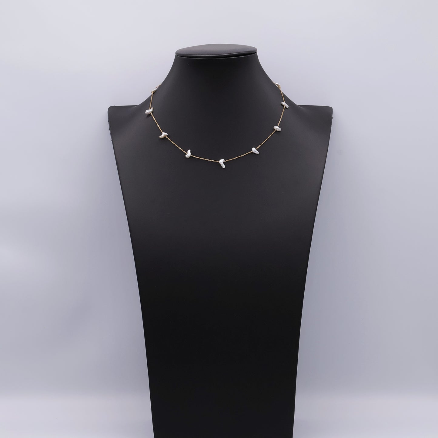 18k Gold Japanese Akoya Baroque Keshi Pearl Necklace – Adjustable & Handcrafted