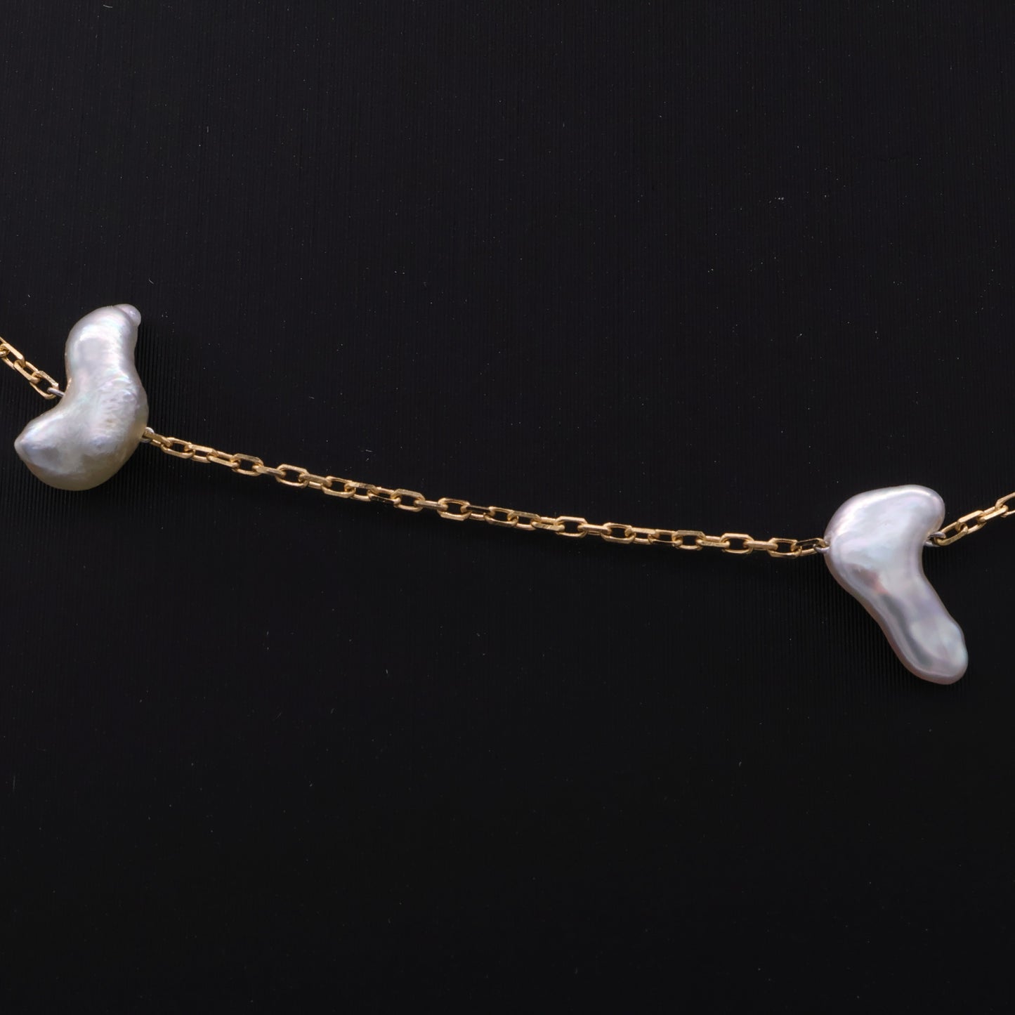 18k Gold Japanese Akoya Baroque Keshi Pearl Necklace – Adjustable & Handcrafted