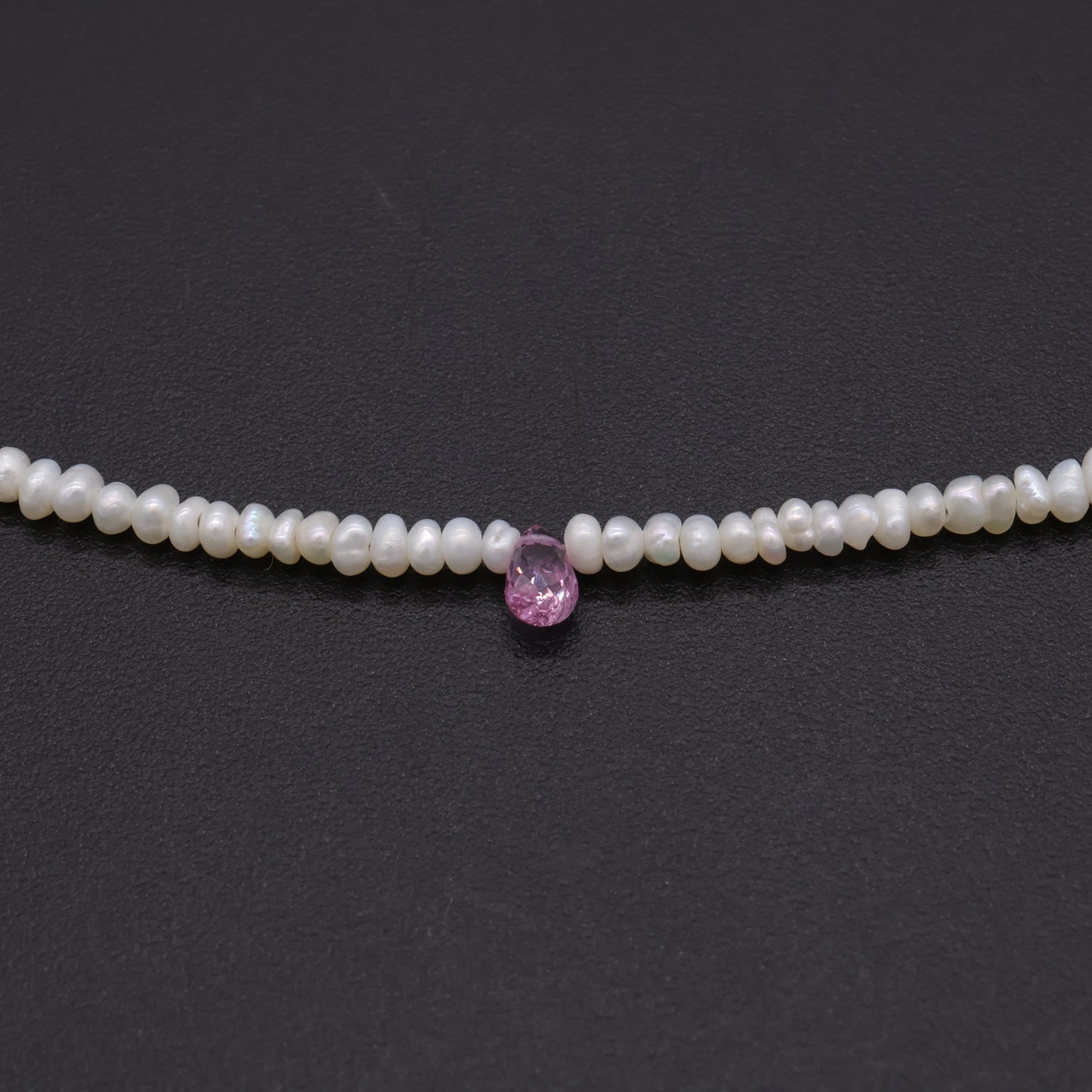 Keshi Pearl Minimalist Choker with Pink Sapphire Drop