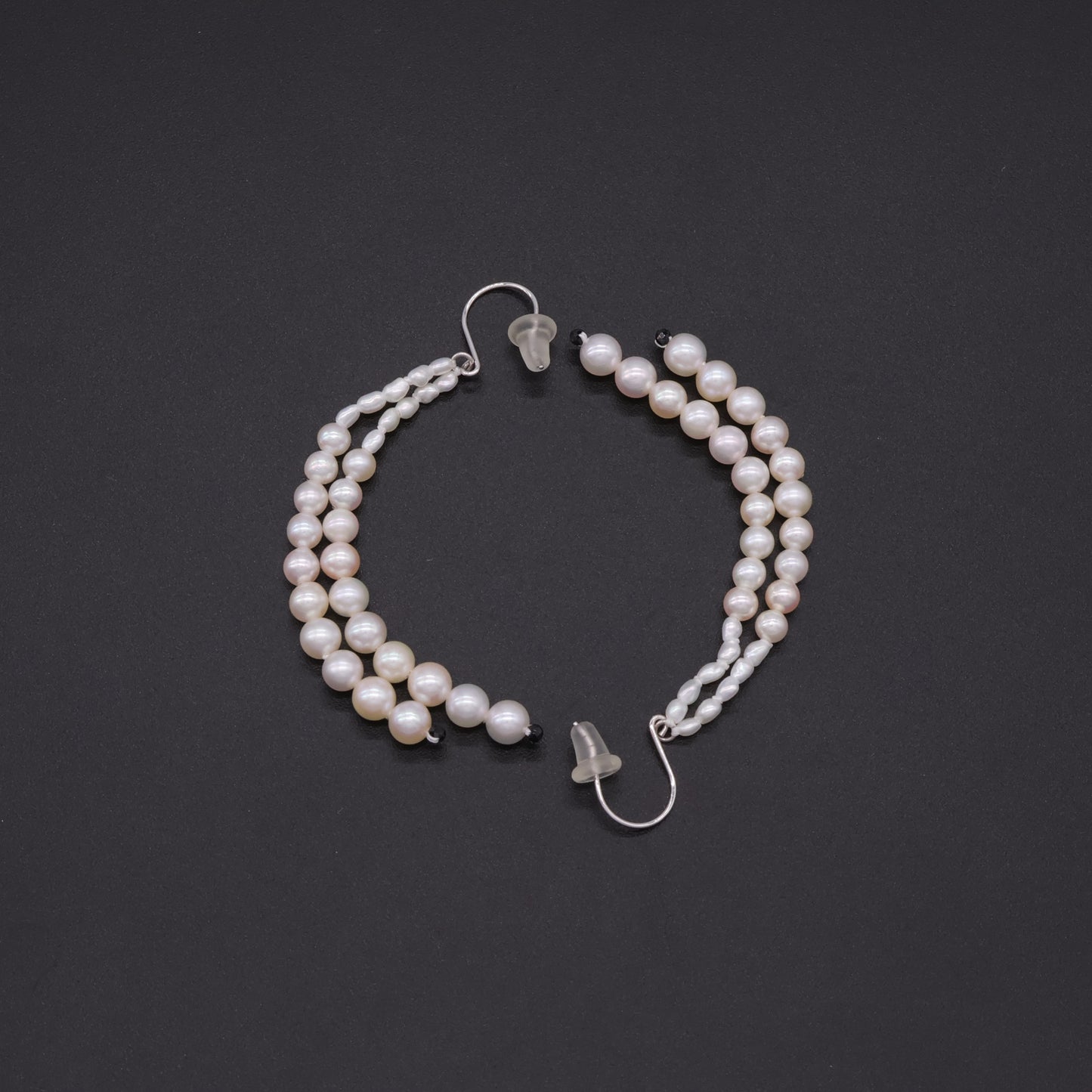 Handmade in Japan Akoya & Keshi Pearl Tassel Earrings with Black Spinel and 18KWG
